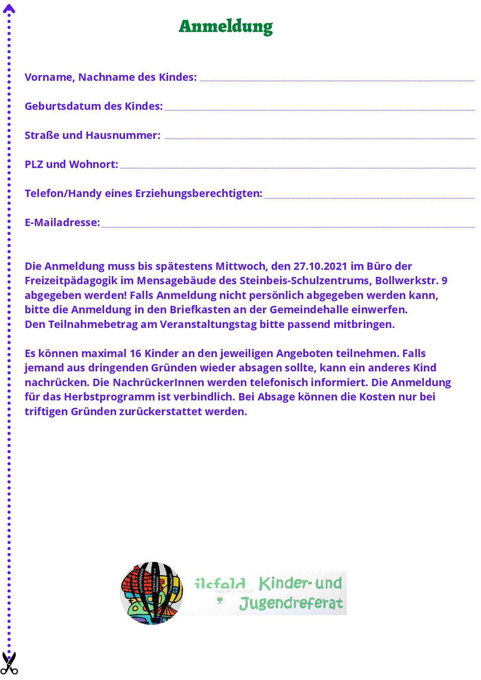 Flyer Herbstferienprogramm