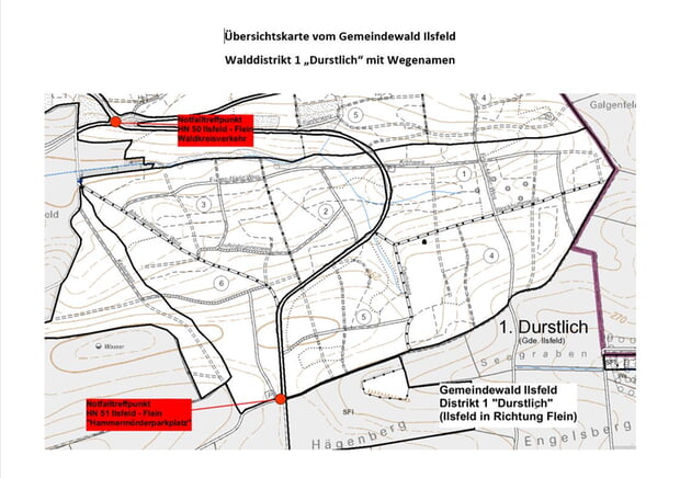 Übersichtskarte Walddistrikt 1 "Durstlich"